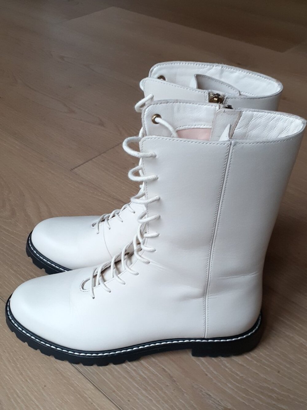 Size 8.5 J.Crew Lug-Sole Leather Lace-Up Tall Shaft Boots